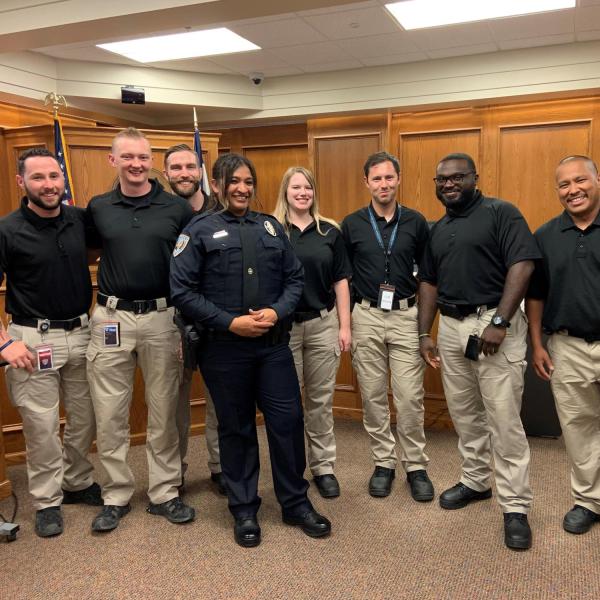 CUPD cadets with newly sworn Officer Bianca Sipres in June 2022