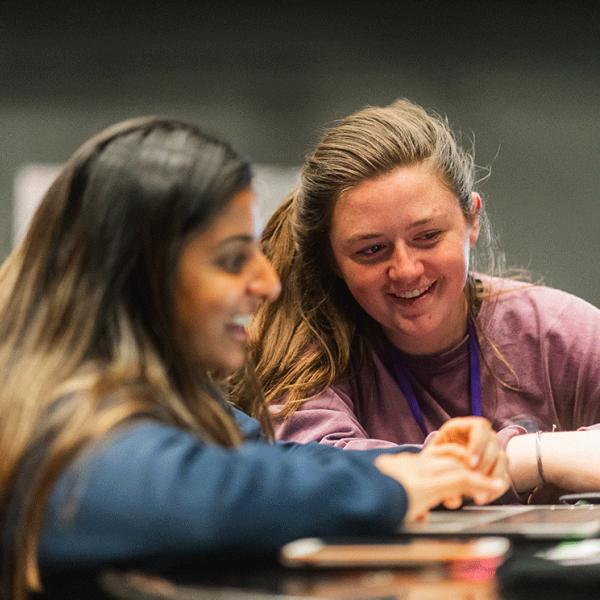 Students collaborate at a hackathon event