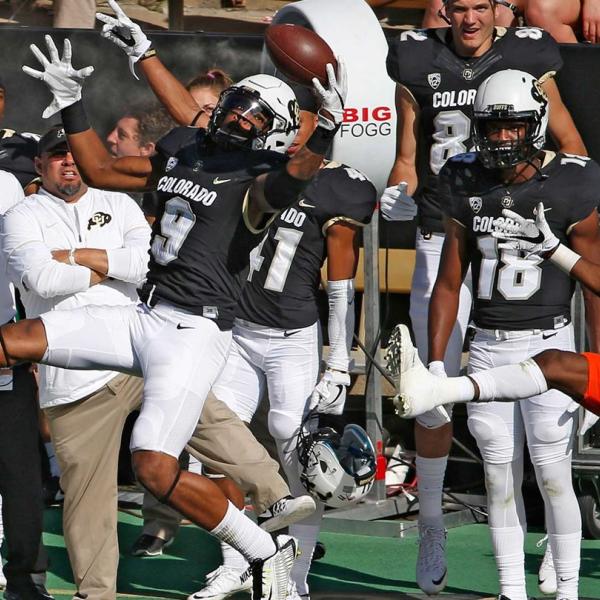 Strong safety No. 9 Tedric Thompson goes up for a one handed catch against Oregon State