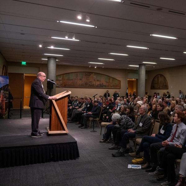 Chancellor Philip DiStefano speaks to summit attendees.