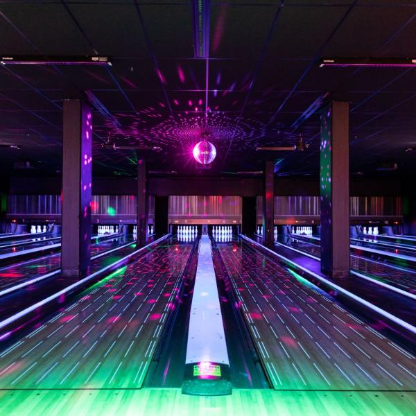 Renovated bowling lanes in The Connection
