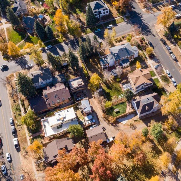 Aerial view of the University Hill neighborhood