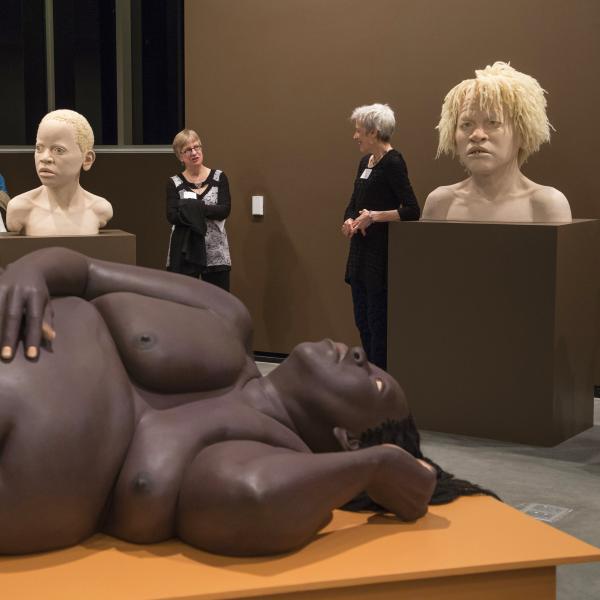Visiting artist Tip Toland at a recent exhibit of her sculptures