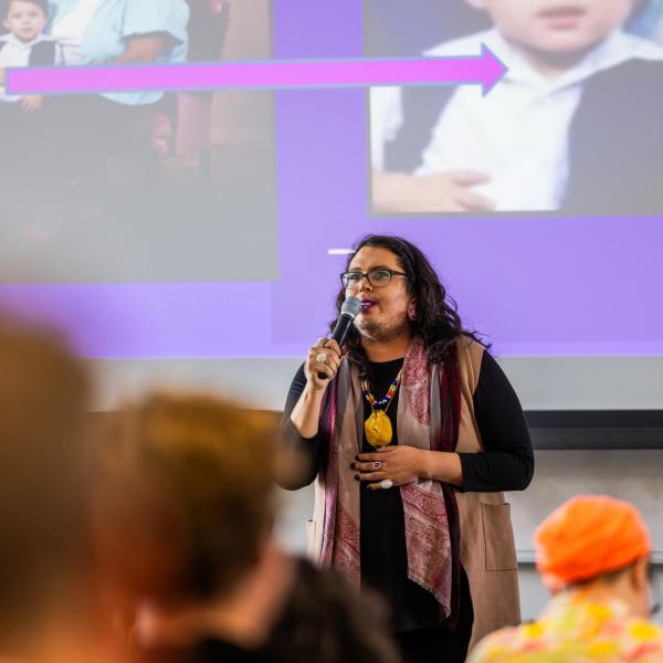 Person speaking at the TRANSforming Gender Conference