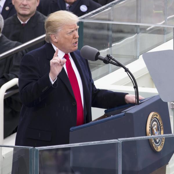 Donald Trump speaking at his 2017 inauguration.