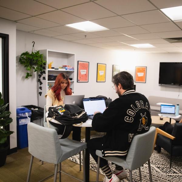 Students studying in the Commuter Lounge