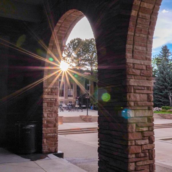 sun peaking through the UMC loggia