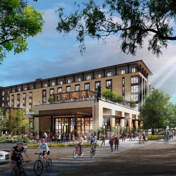 Artist rendering of new on-campus conference center hotel