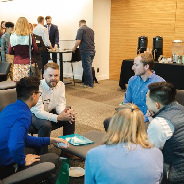 Employers talking with students