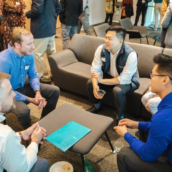 Students chat during a Veteran and Military Affairs networking night
