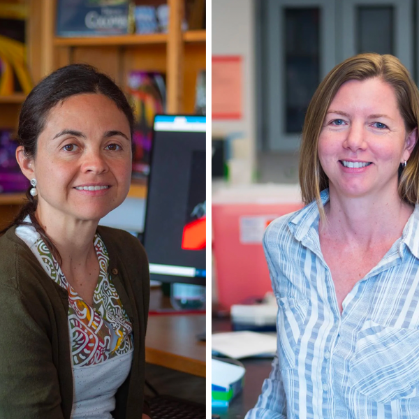 Ana Maria Rey in her office next to Gia Voeltz in her lab