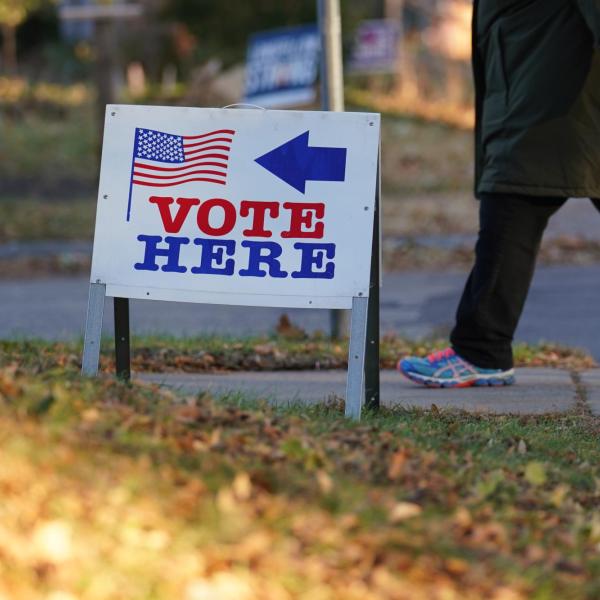 Sign that says 'vote here'