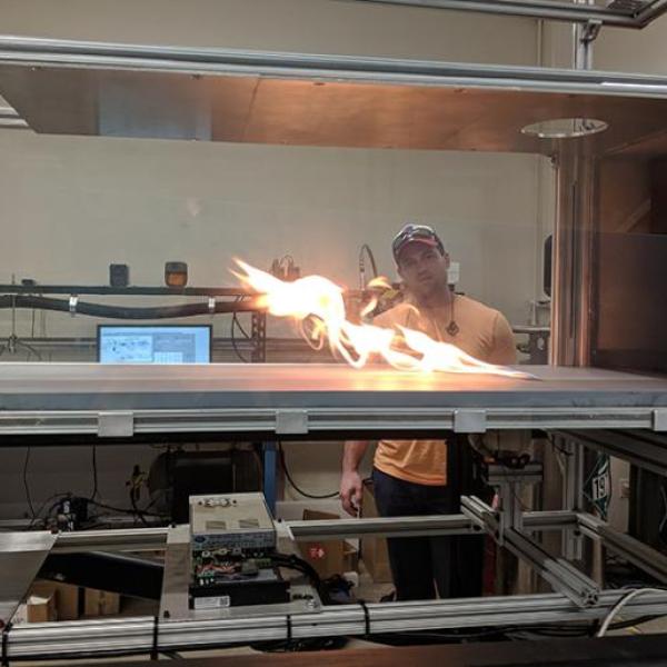Researchers at CU Boulder using a wind tunnel to study wildfires