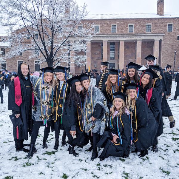 Students celebrating during winter commencement