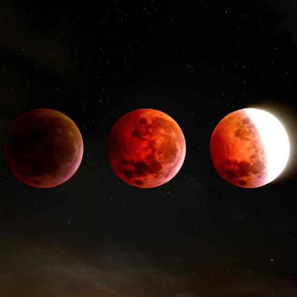 artist's rendering of a blood moon eclipse