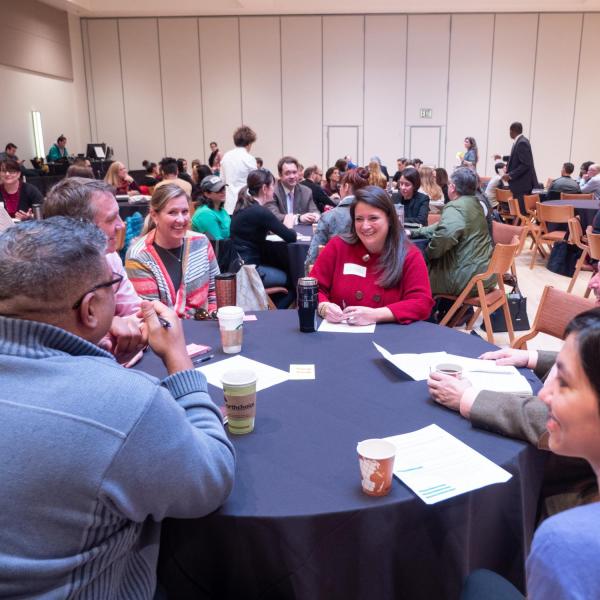 Members of the CU community meet with CU Boulder leadership in small groups during the CU Leadership "Unplugged" session. Photo by Glenn Asakawa.