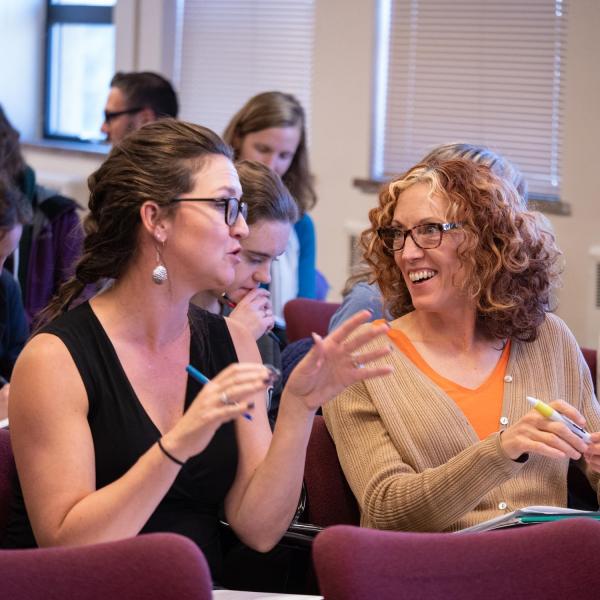 Participants are prompted to discuss with each other during Unapologetically Me: Navigating Authenticity at the Workplace with Kyla Hines, Career Counselor, CU Denver. Photo by Glenn Asakawa.