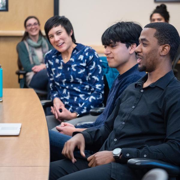 Graduate student Javan Carter kicks off a discussion on how to increase diversity in graduate programs. Photo by Glenn Asakawa.