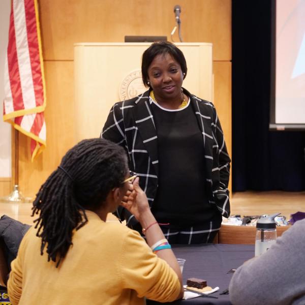 Dyonne Bergeron, CU Boulder assistant vice chancellor for inclusion and student achievement, speaks at the 2019 Fall Diversity Summit. (Photo by Glenn Asakawa/University of Colorado)