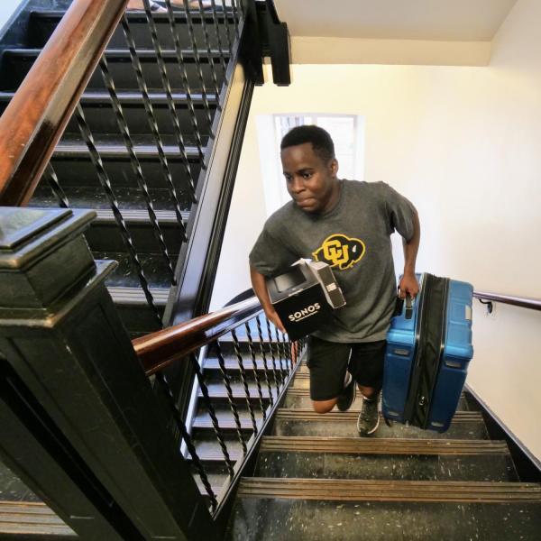 Scenes from move-in on Wednesday, Aug. 21, 2019, at Sewell Hall. (Photo by Glenn Asakawa/University of Colorado)