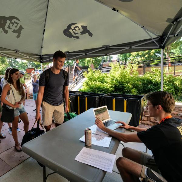 Scenes from move-in on Tuesday, Aug. 20, 2019, at Baker Hall. (Photo by Glenn Asakawa/University of Colorado)
