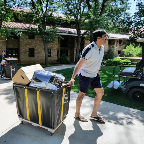 Scenes from move-in on Tuesday, Aug. 20, 2019, at Smith Hall. (Photo by Glenn Asakawa/University of Colorado)