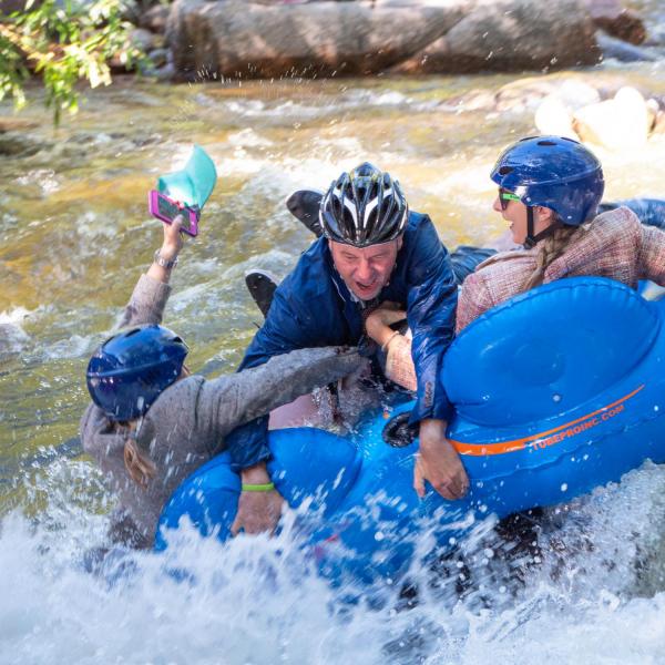 Brave tubers float down Boulder Creek for the 2019 Tube to Work Day.