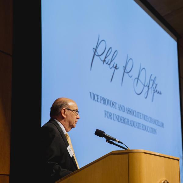 Chancellor Philip P. DiStefano makes remarks at the Chancellor’s Celebration of Scholarships Luncheon. (Photo by Matt Tyrie/CU Boulder)