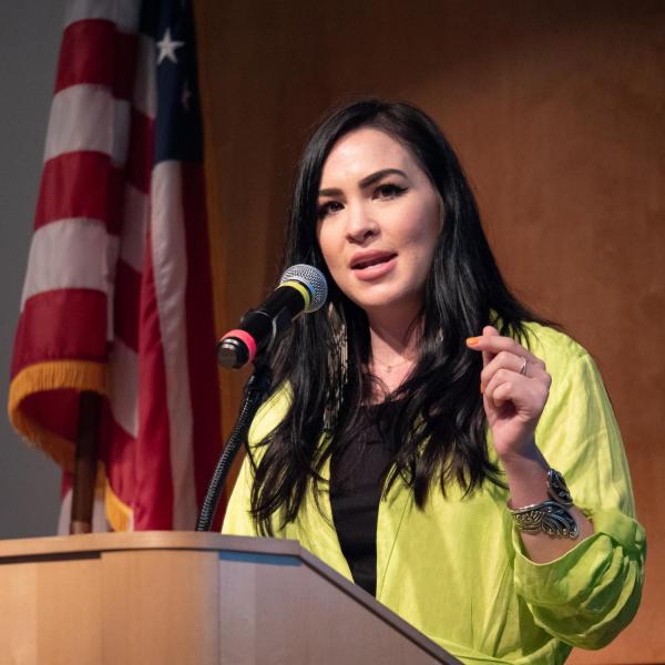 Author and Colorado native Kali Fajardo-Anstine provides the keynote speaker the CU Boulder 2020 Spring Diversity Summit. (Photo by Glenn Asakawa/University of Colorado)