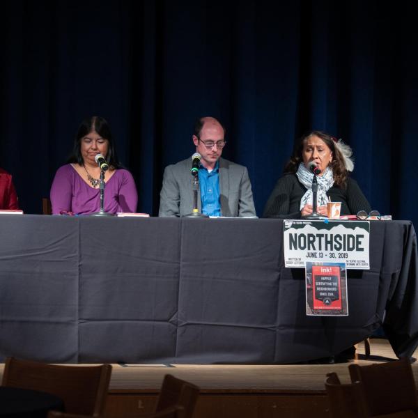 Speakers, staff and participants listen and discuss points on the session titled “Power of Place: Gentrification and Identity through the Lens of ‘Sabrina & Corina:’ Stories” in the CU Boulder 2020 Spring Diversity Summit. (Photo by Glenn Asakawa/University of Colorado)