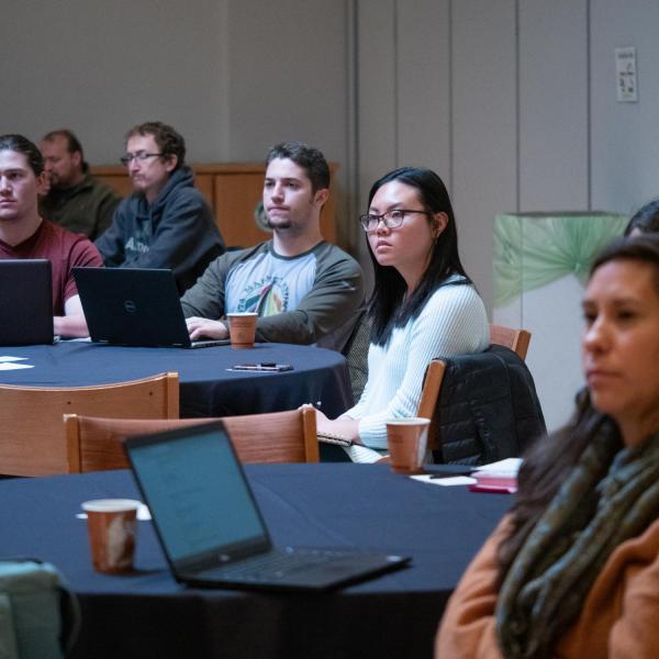 Speakers, staff and participants listen and discuss points on the session titled “Power of Place: Gentrification and Identity through the Lens of ‘Sabrina & Corina:’ Stories” in the CU Boulder 2020 Spring Diversity Summit. (Photo by Glenn Asakawa/University of Colorado)