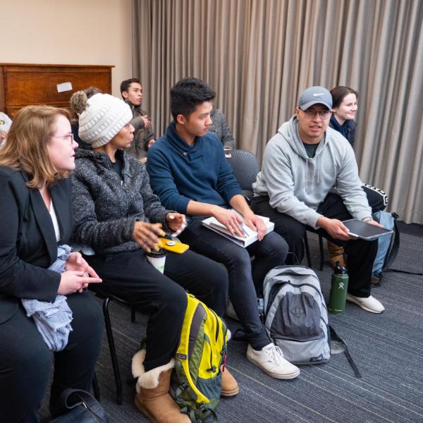 Speakers, staff and participants listen and discuss points on the session titled “Cultural Appropriation is Real, but What Exactly is it?” at the CU Boulder 2020 Spring Diversity Summit. (Photo by Glenn Asakawa/University of Colorado)