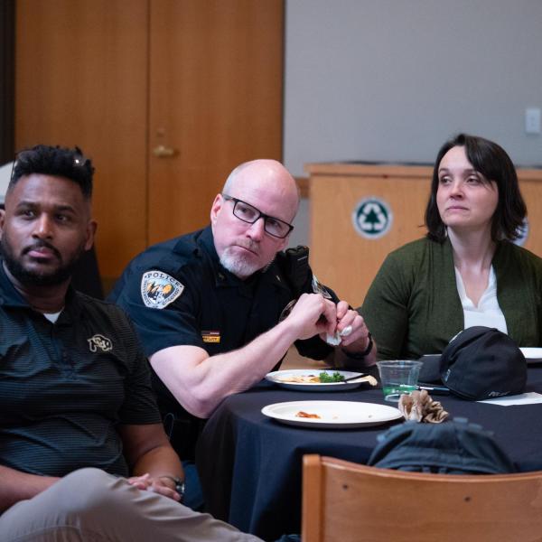 Participants listen as Dyonne Bergeron, assistant vice chancellor for inclusion and student achievement, leads a collaborative discussion at her session titled “The Power of U In Community” at the CU Boulder 2020 Spring Diversity Summit. (Photo by Glenn Asakawa/University of Colorado)