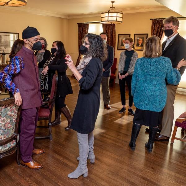 CU President Todd Saliman meets with CU faculty and staff during his visit.