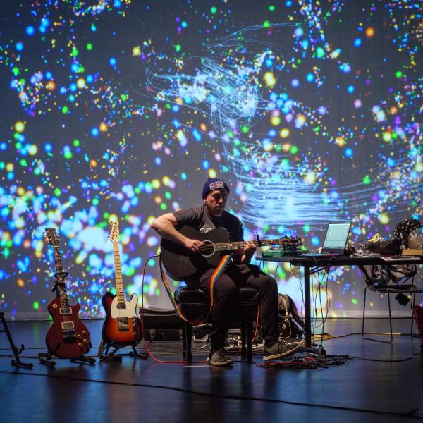 Students perform in the immersive B2 Center for Media, Arts & Performance
