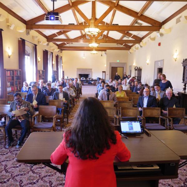 Vice Provost Michele Moses speaks at the awards ceremony