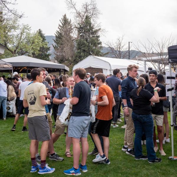 Graduating students celebrating at Grad Bash