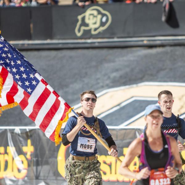 Participants finish up the race and celebrate at Folsom Field.