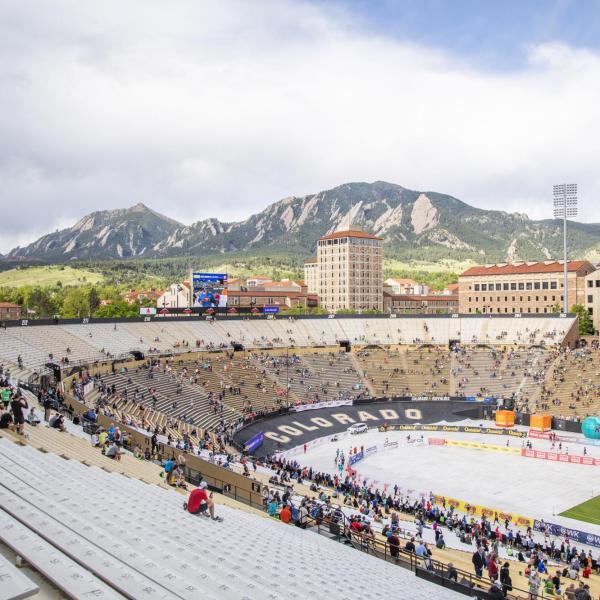 Participants finish up the race and celebrate at Folsom Field.