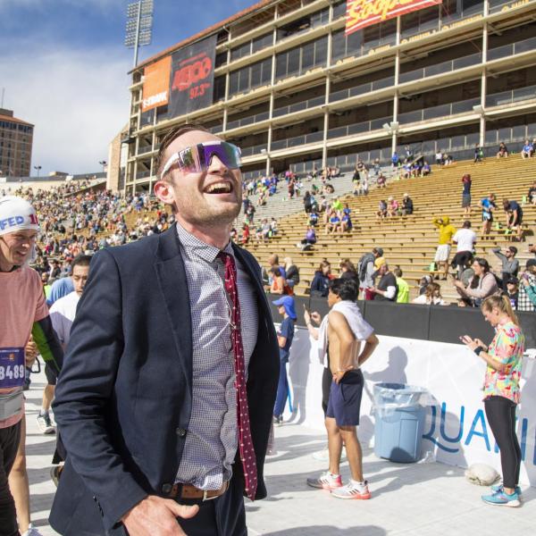 Participants finish up the race and celebrate at Folsom Field.
