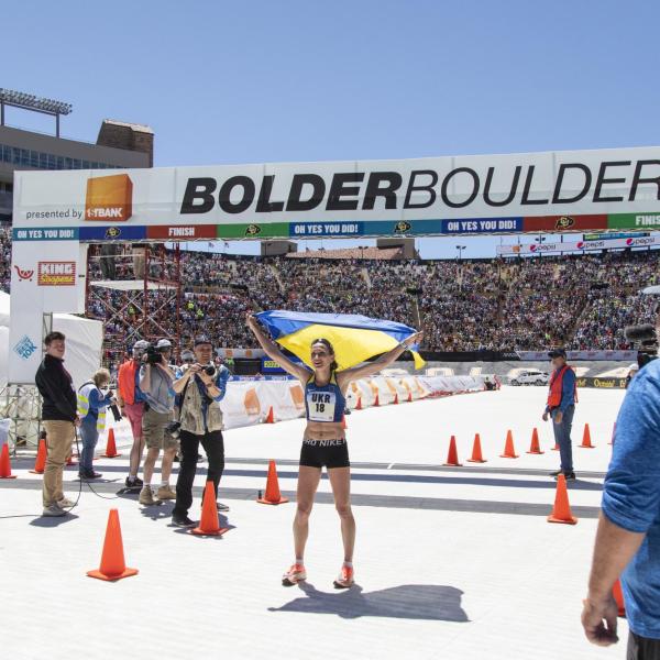 Participants finish up the race and celebrate at Folsom Field.