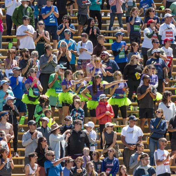 Participants finish up the race and celebrate at Folsom Field.