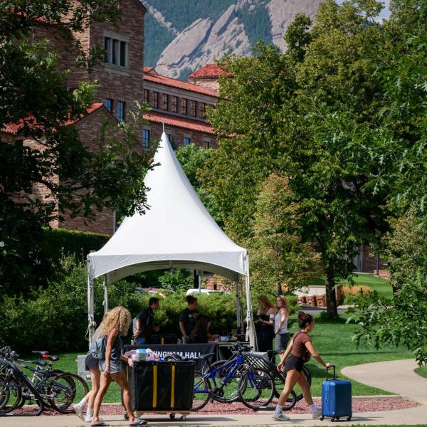 New students arrive on campus with the help of family and volunteers