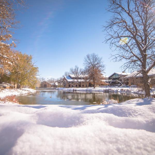 Snowy campus on Monday. Photo by Patrick Wine.