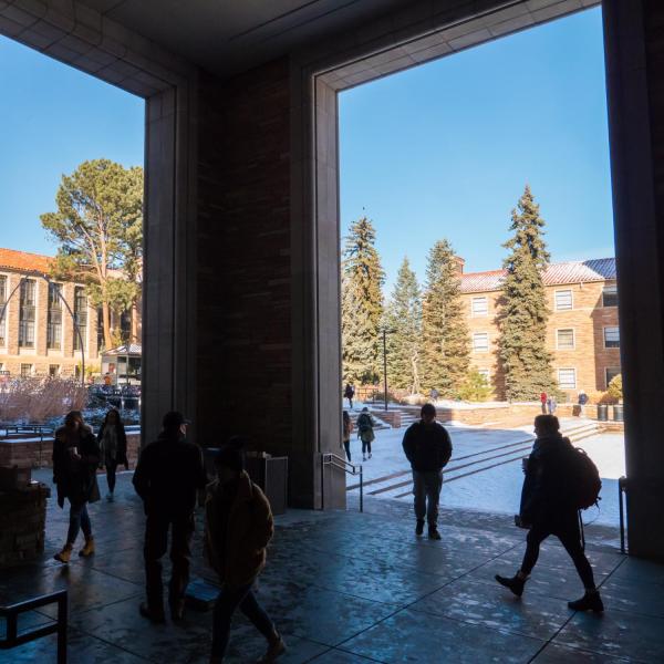 Students fill the campus on the first day back from winter break. Photo by Patrick Campbell.