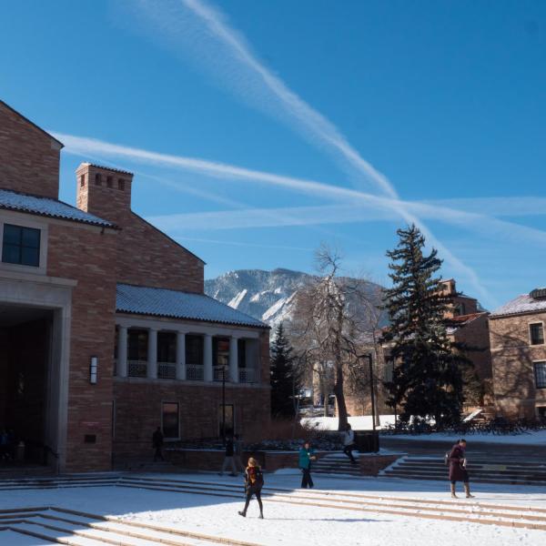 Students fill the campus on the first day back from winter break. Photo by Patrick Campbell.