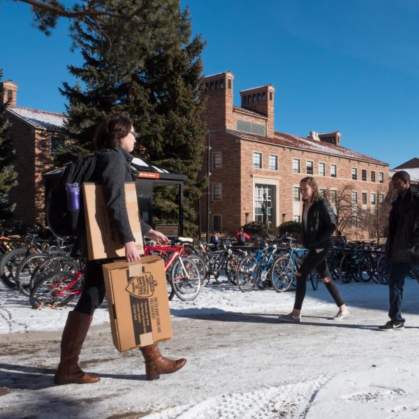 Students fill the campus on the first day back from winter break. Photo by Patrick Campbell.
