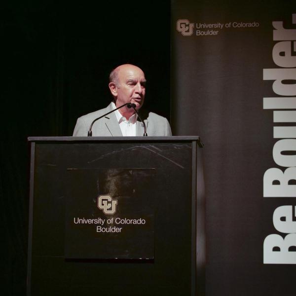 Chancellor Philip DiStefano speaks to attendees