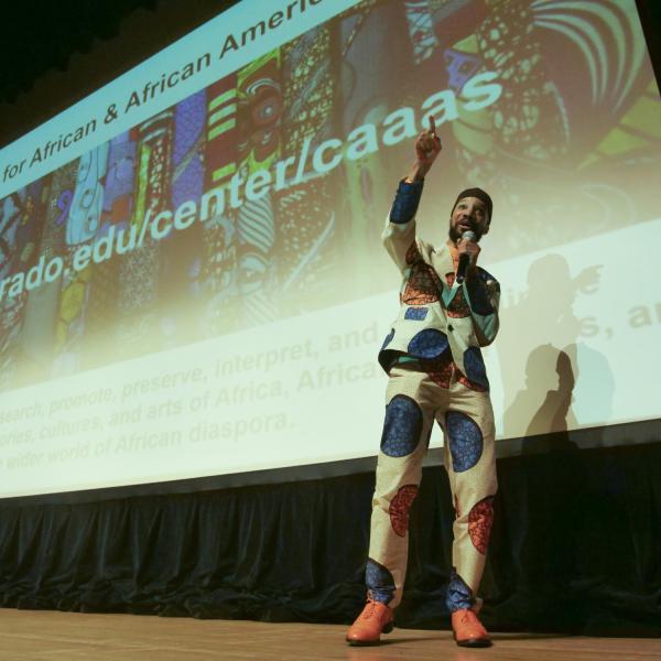 Professor and Director of the Center for African and African American Studies Reiland Rabaka speaks to attendees