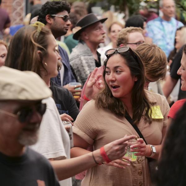 Crowd listens to the music at Bands on the Bricks on Pearl Street
